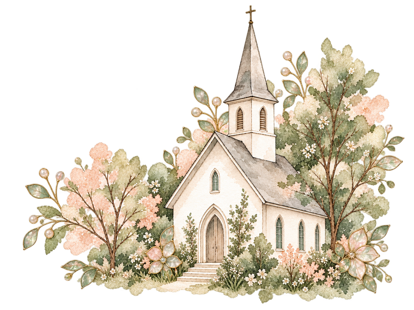 Watercolor church illustration